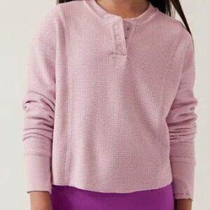 Girls Size Medium (8/10) Athleta Girl Settle In Waffle Sweatshirt - Daisy Purple